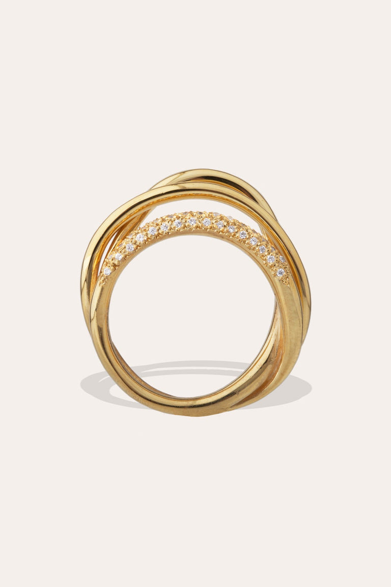 Surrounded Islands - 18ct Yellow Gold and Diamond Ring