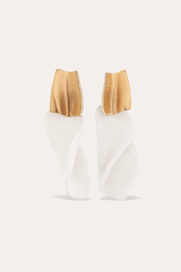 Angry Intellectuals - Ceramic and White Topaz Recycled Gold Vermeil Earrings