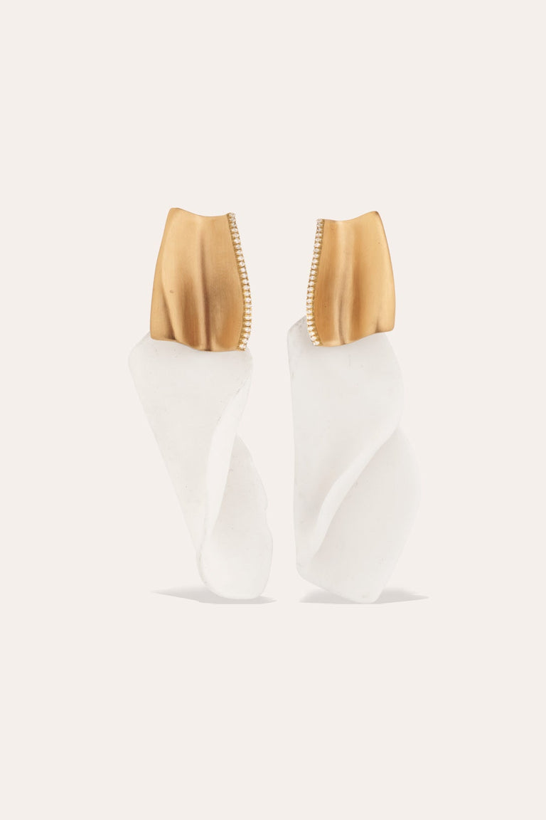 Angry Intellectuals - Ceramic and White Topaz Recycled Gold Vermeil Earrings
