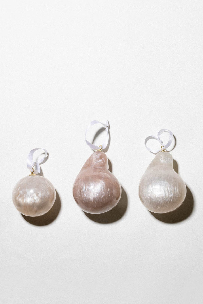 Husband Number Six? Tree Ornaments -  Set of 3 Bio Resin Baubles in Pearlescent White / Pink