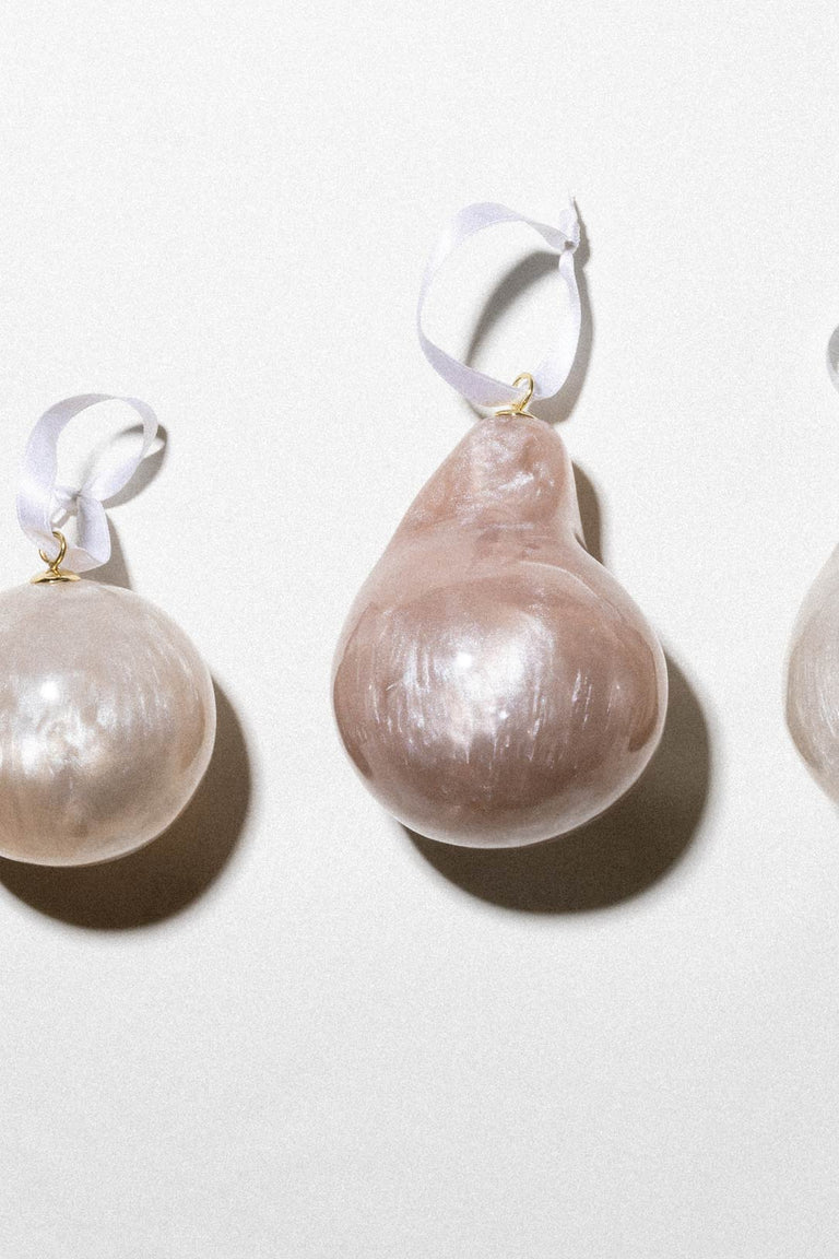 Husband Number Six? Tree Ornaments -  Set of 3 Bio Resin Baubles in Pearlescent White / Pink