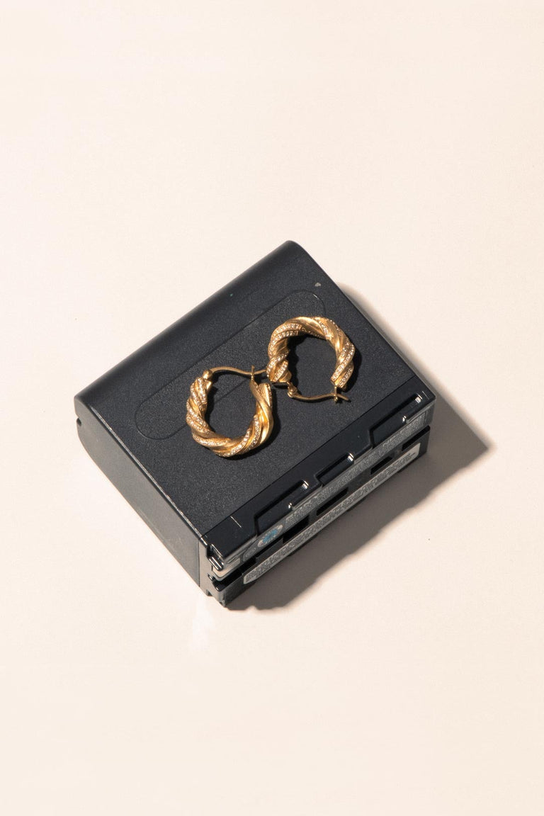 Deep State - White Topaz and Gold Vermeil Hoop Earrings