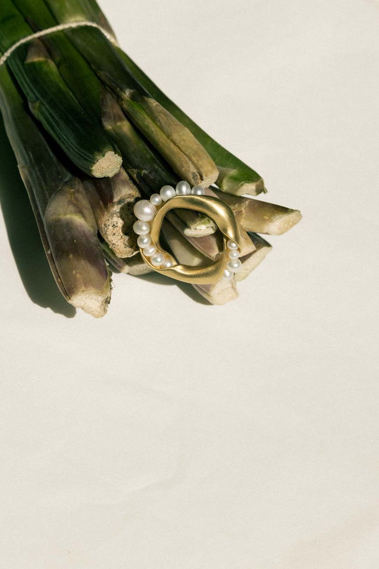 Drippity Drip - Pearl and Recycled Gold Vermeil Ring