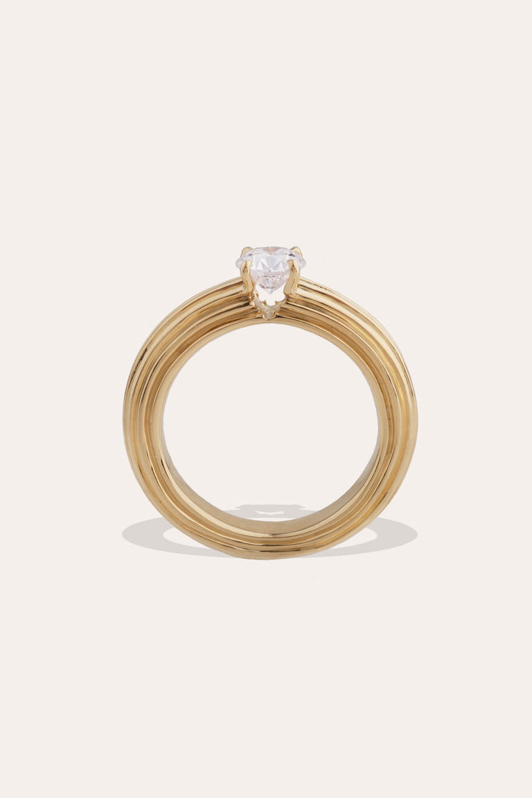 Pillar - 18 Carat Yellow Gold Round Diamond Solitaire Engagement Ring