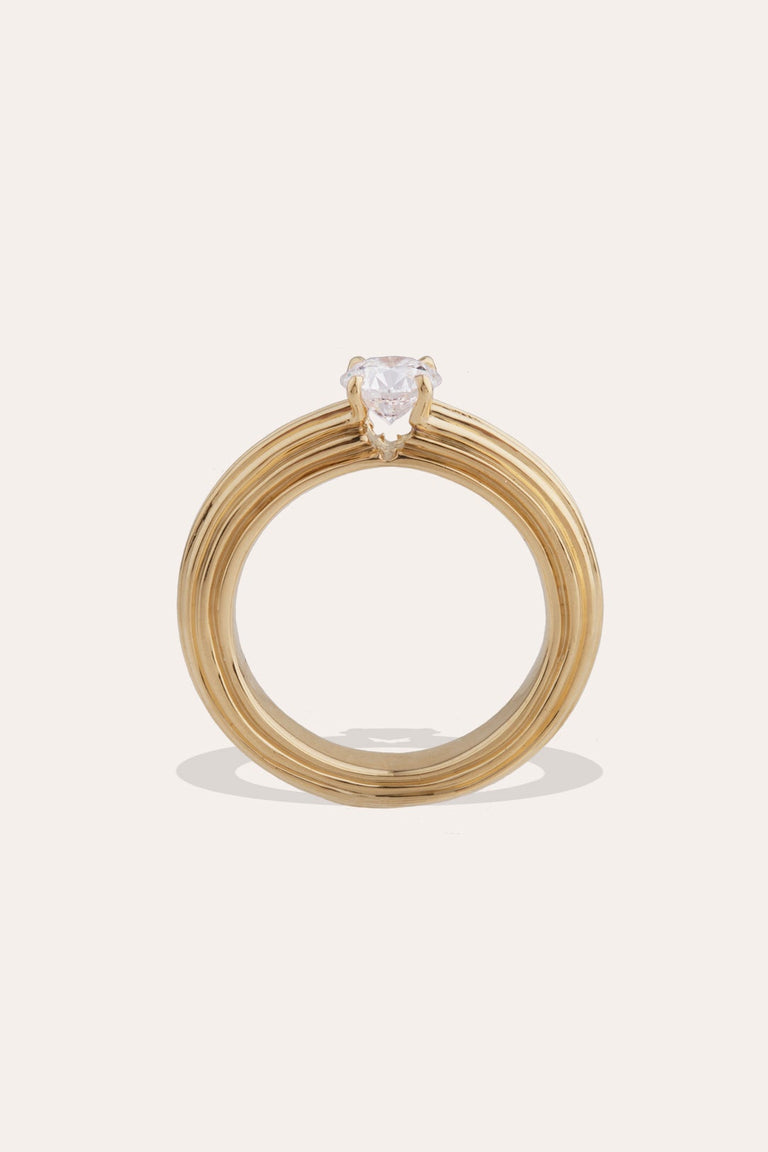 Pillar - 18 Carat Yellow Gold Diamond Solitaire Engagement Ring