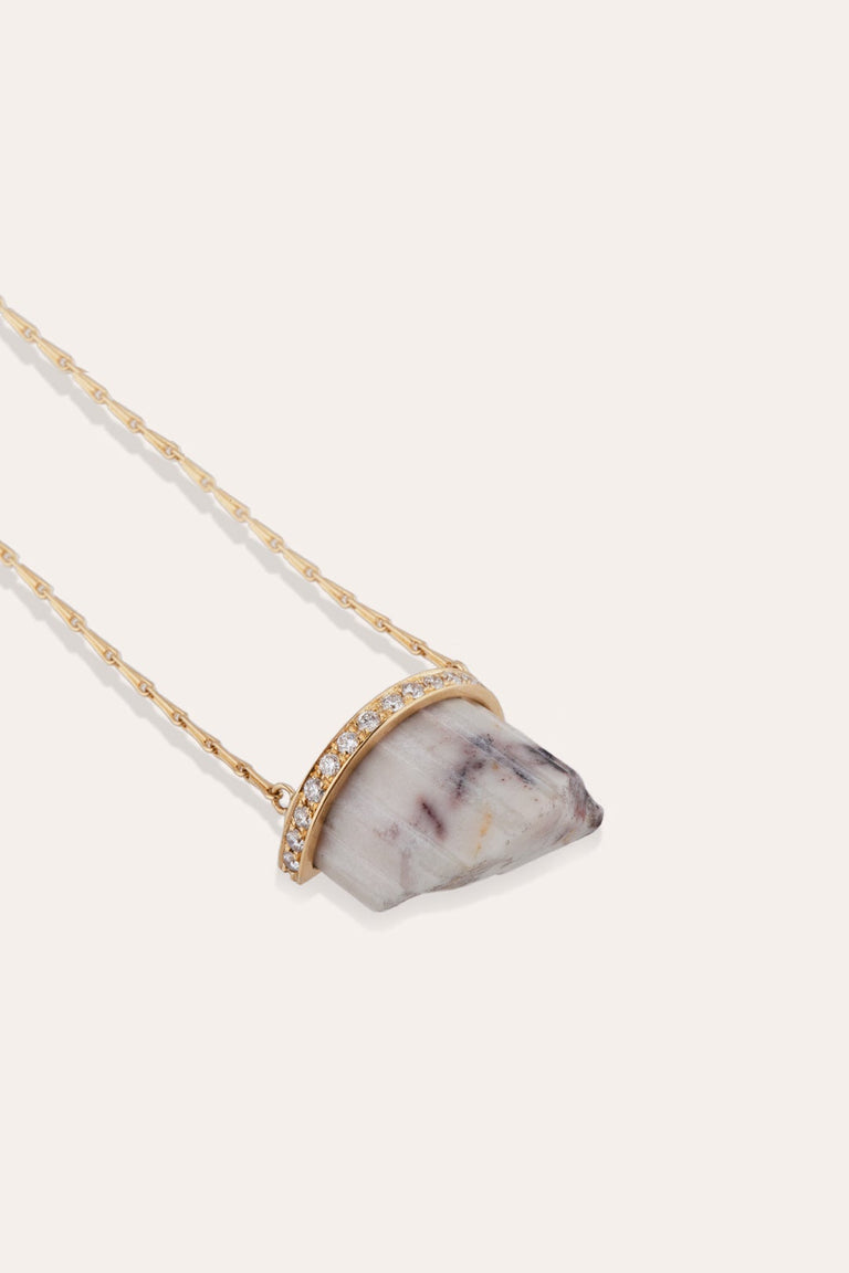 Marble Fragment  - 18 Carat Yellow Gold, Marble and Diamond Pendant