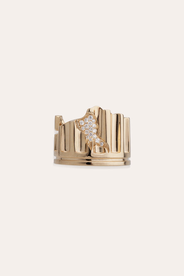 Column - 18 Carat Yellow Gold and 0.136ct Diamond Ring
