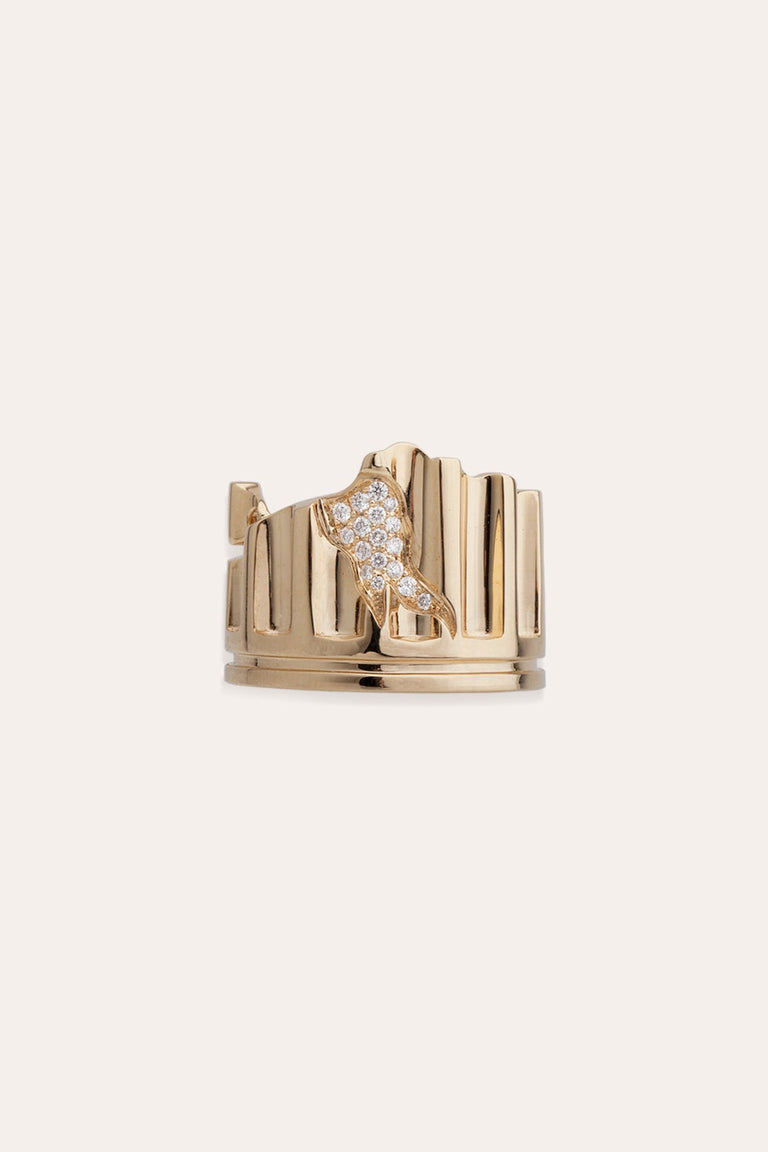 Column - 18 Carat Yellow Gold and 0.136ct Diamond Ring