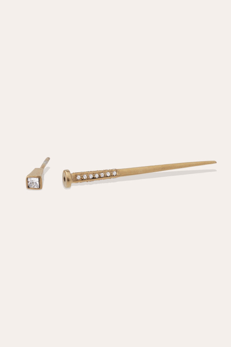 A Quarrel with my Dentist - Yellow Gold and Diamond Single Earring