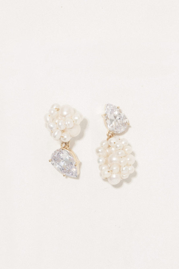 Dark Paradise - Pearl and Zirconia Gold Vermeil Earrings