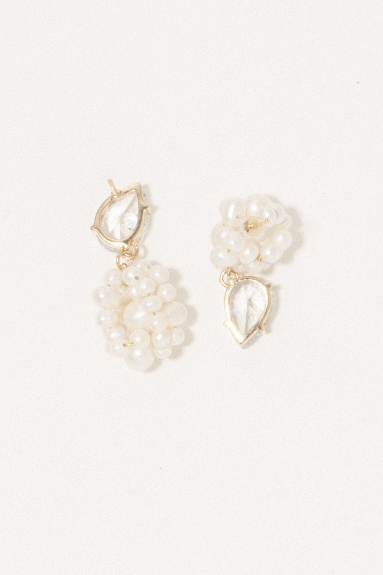 Dark Paradise - Pearl and Zirconia Gold Vermeil Earrings