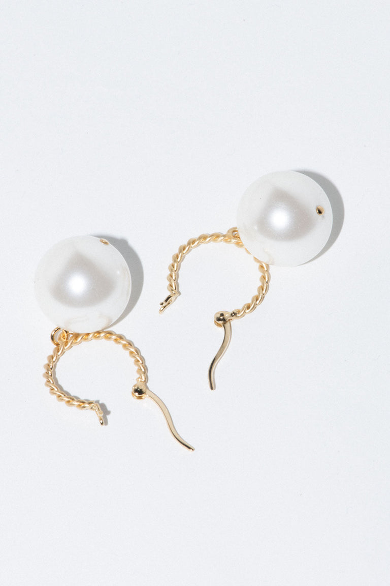 Granny Smith -  Shell Pearl and Recycled Gold Vermeil Earrings