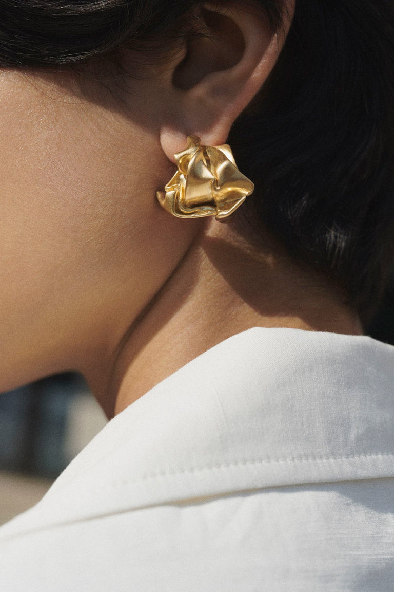 Crunched: A Tale of Abandoned Legal Strategies - Gold Vermeil Earrings