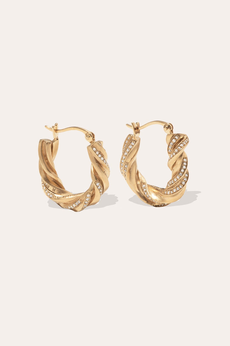 Deep State - White Topaz and Gold Vermeil Hoop Earrings