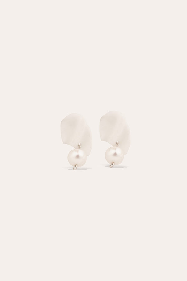 Laws of Conservation of Mass II - Pearl and Ceramic Recycled Gold Vermeil Earrings