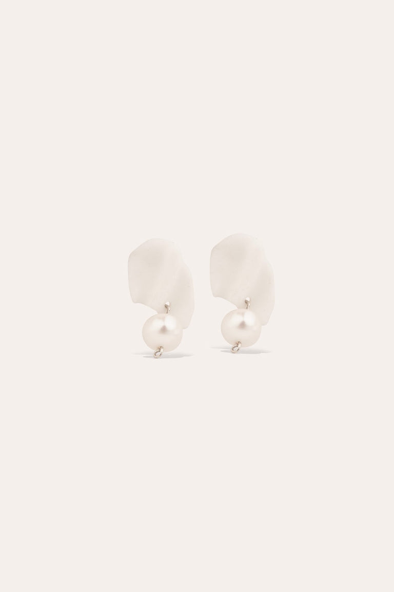 Laws of Conservation of Mass II - Pearl and Ceramic Recycled Gold Vermeil Earrings