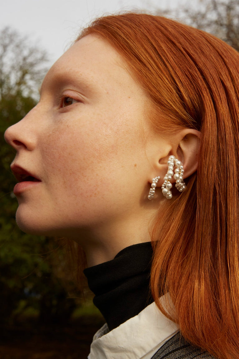 Stratus - Pearl and Recycled Gold Vermeil Earrings