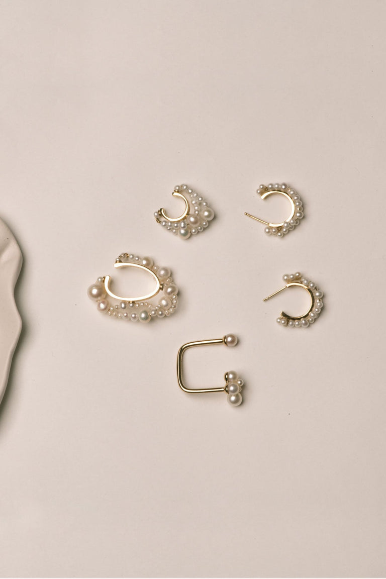 Stratus - Pearl and Recycled Gold Vermeil Earrings