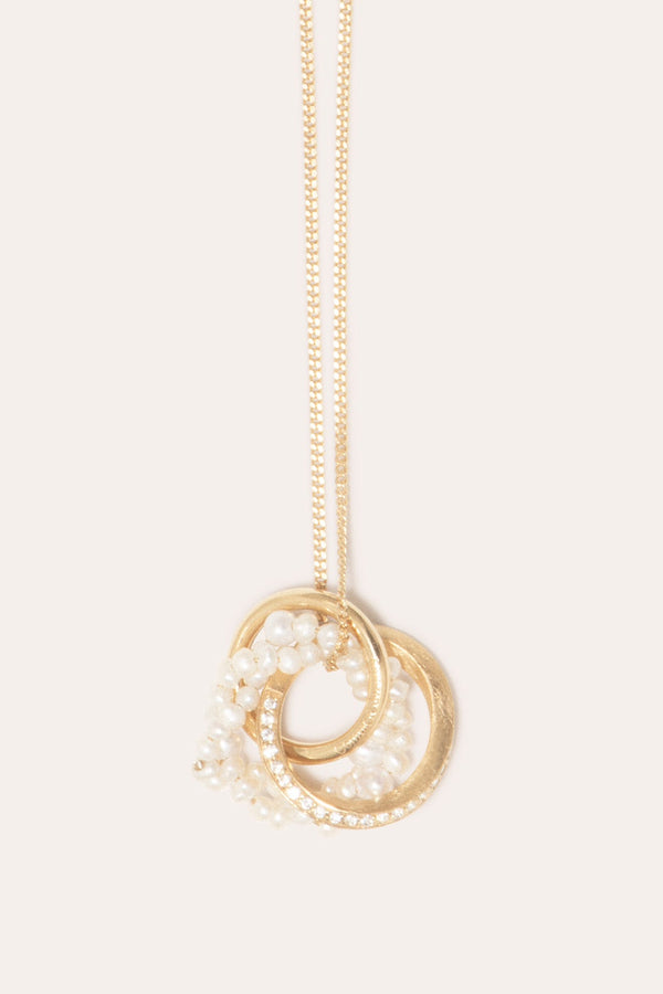 The Echoes of a Time of Solitude - Pearl and White Topaz Recycled Gold Vermeil Pendant