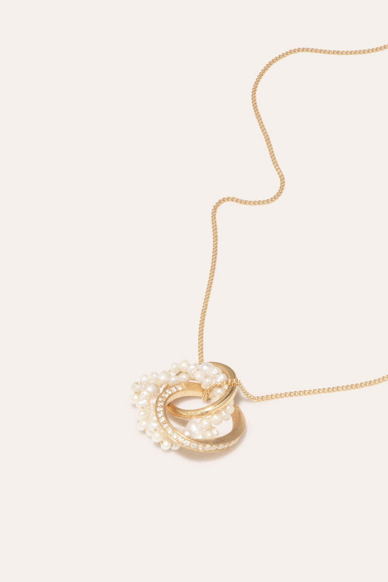 The Echoes of a Time of Solitude - Pearl and White Topaz Recycled Gold Vermeil Pendant