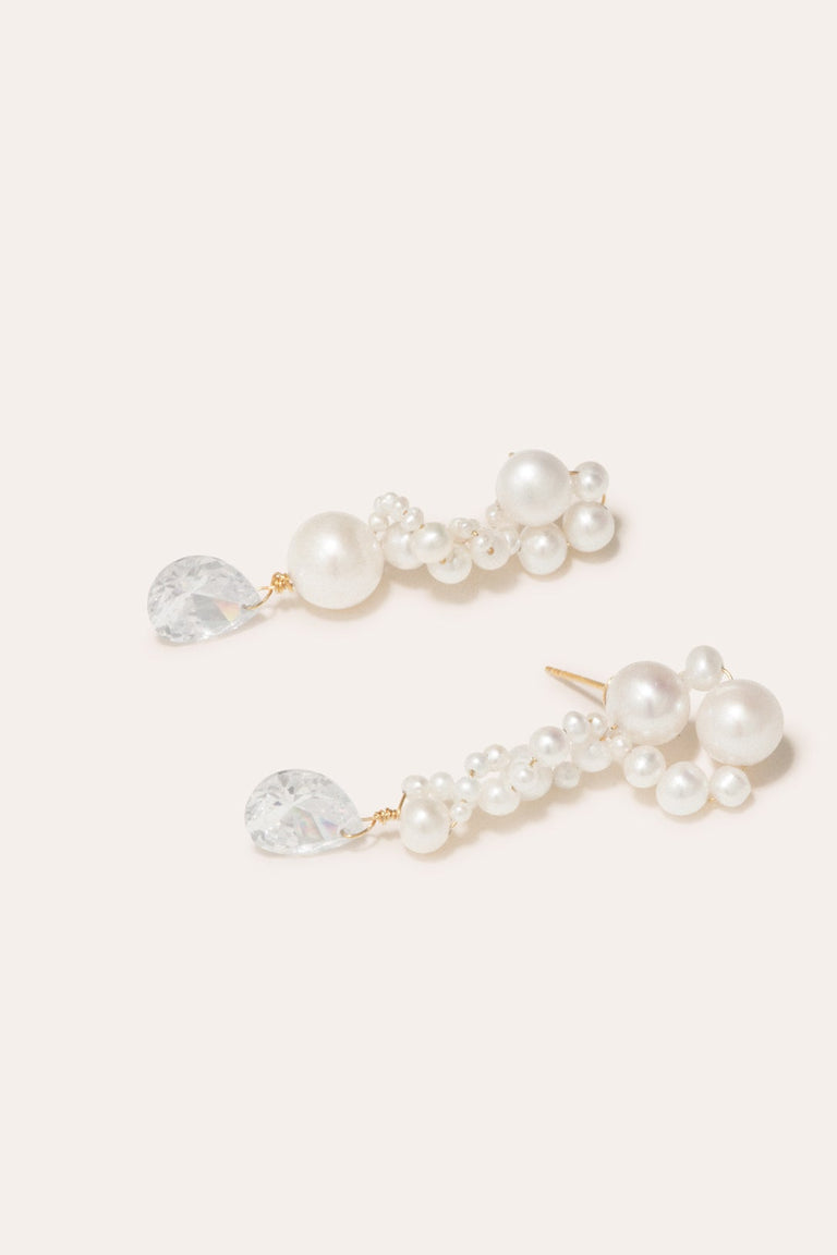 Past in a Future Tense - Pearl and Zirconia Recycled Gold Vermeil Earrings