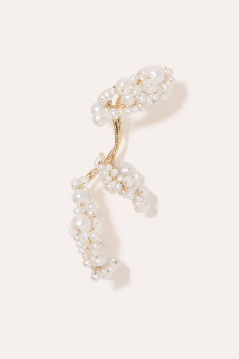 What Do You See in The Clouds? - Pearl and Gold Vermeil Ear Cuff