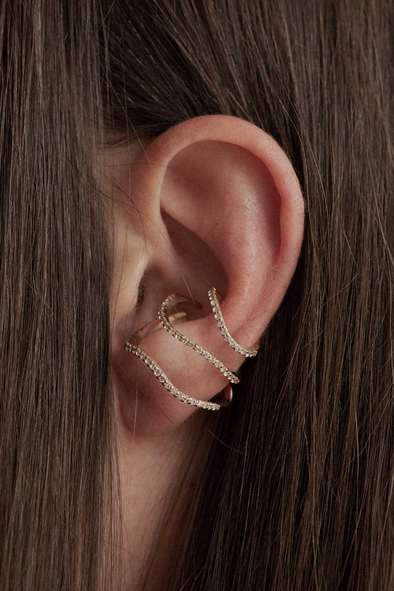 Riot. Strike. Riot. - White Topaz and Recycled Gold Vermeil Ear Cuff