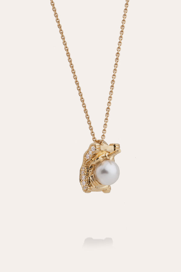 A Portrait of the Twentieth Century V - 18 Carat Gold, 0.292ct Diamond and South-Sea Pearl Pendant