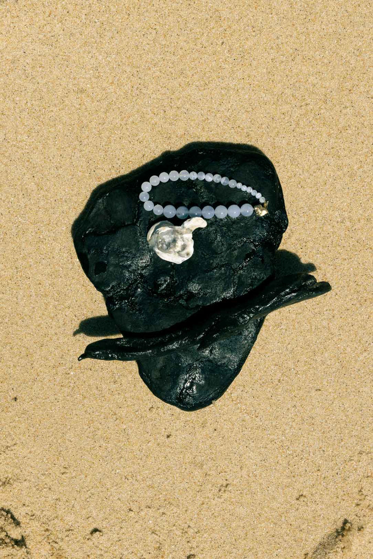 Tidelands - Blue Lace Agate and Gold Vermeil Bracelet