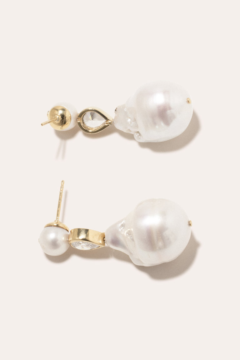 Pulp - Pearl and Zirconia Gold Vermeil Earrings