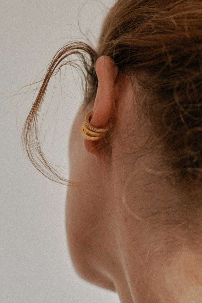 We Dare You to Trespass - White Topaz and Gold Vermeil Ear Cuff