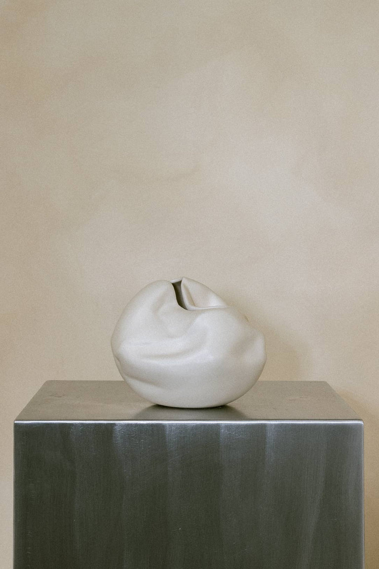 Deflated - Large Vase in Matte White