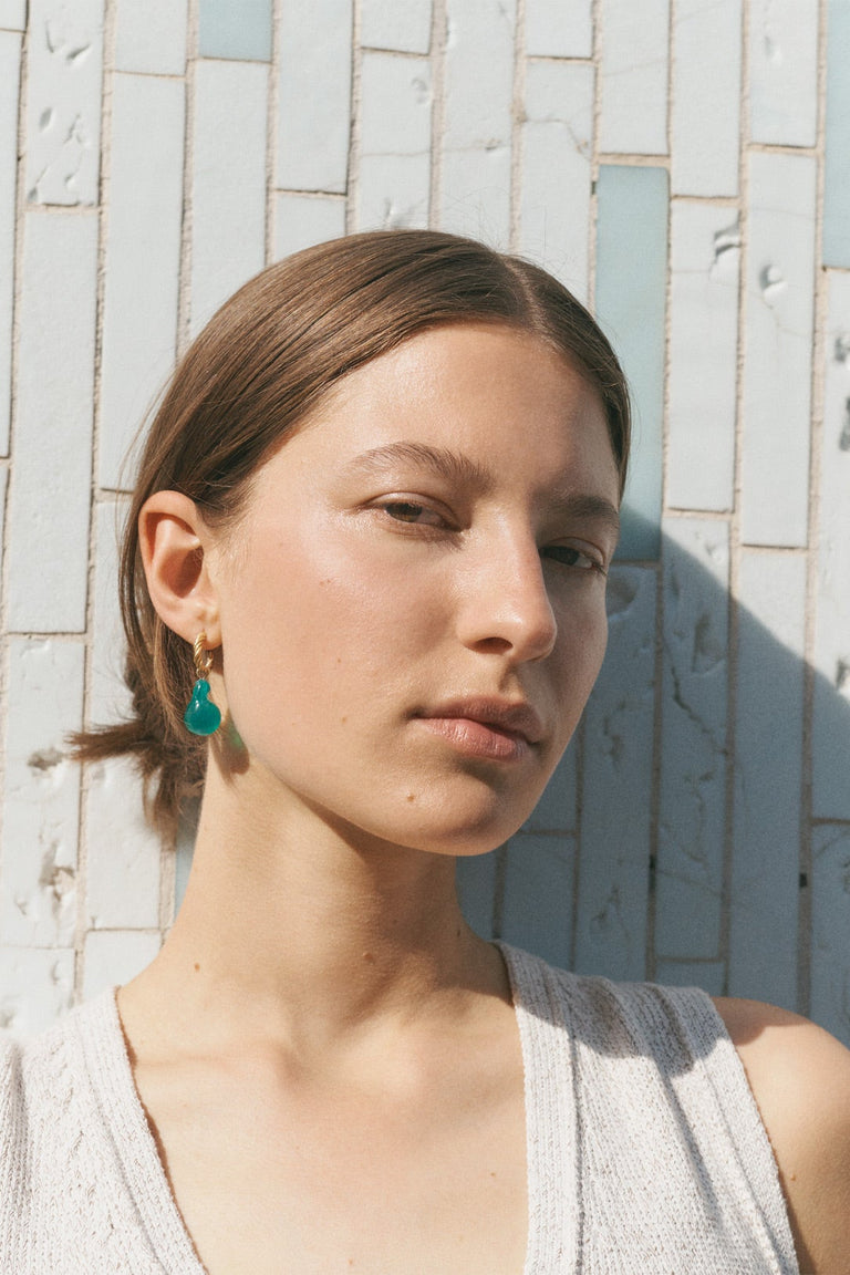 Husband Number Six? - Green Bio Resin and Recycled Gold Vermeil Earrings