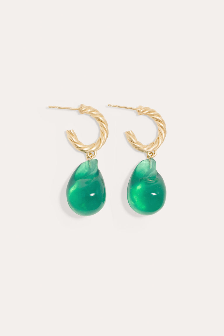 Husband Number Six? - Green Bio Resin and Recycled Gold Vermeil Earrings