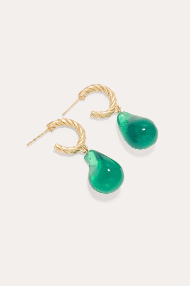 Husband Number Six? - Green Bio Resin and Recycled Gold Vermeil Earrings