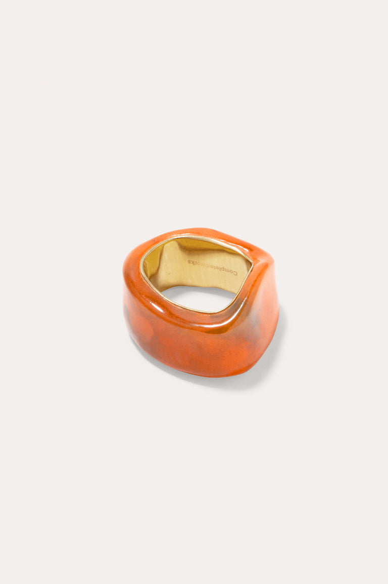 A Virtuous Circle? - Orange Bio Resin and Gold Vermeil Signet Ring