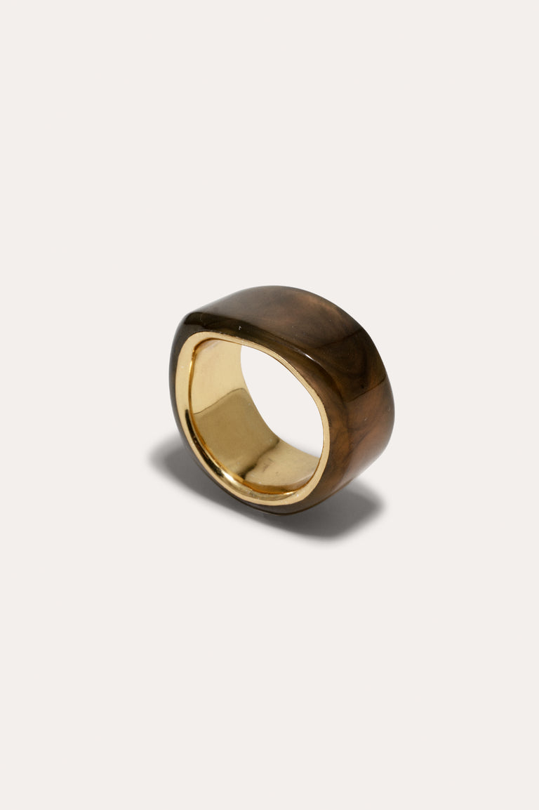 A Virtuous Circle? - Tortoise Shell Bio Resin and Gold Vermeil Signet Ring
