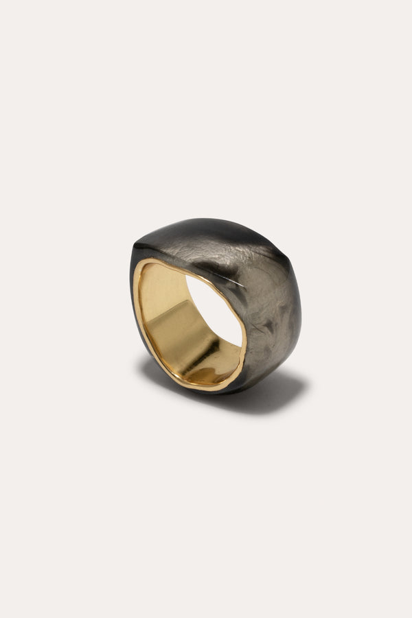 A Virtuous Circle? - Smoky Quartz Resin and Recycled Gold Vermeil Signet Ring