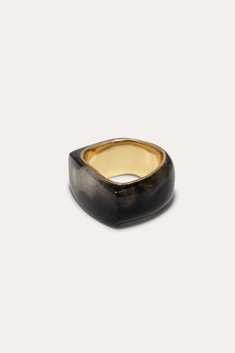 A Virtuous Circle? - Smoky Quartz Resin and Recycled Gold Vermeil Signet Ring