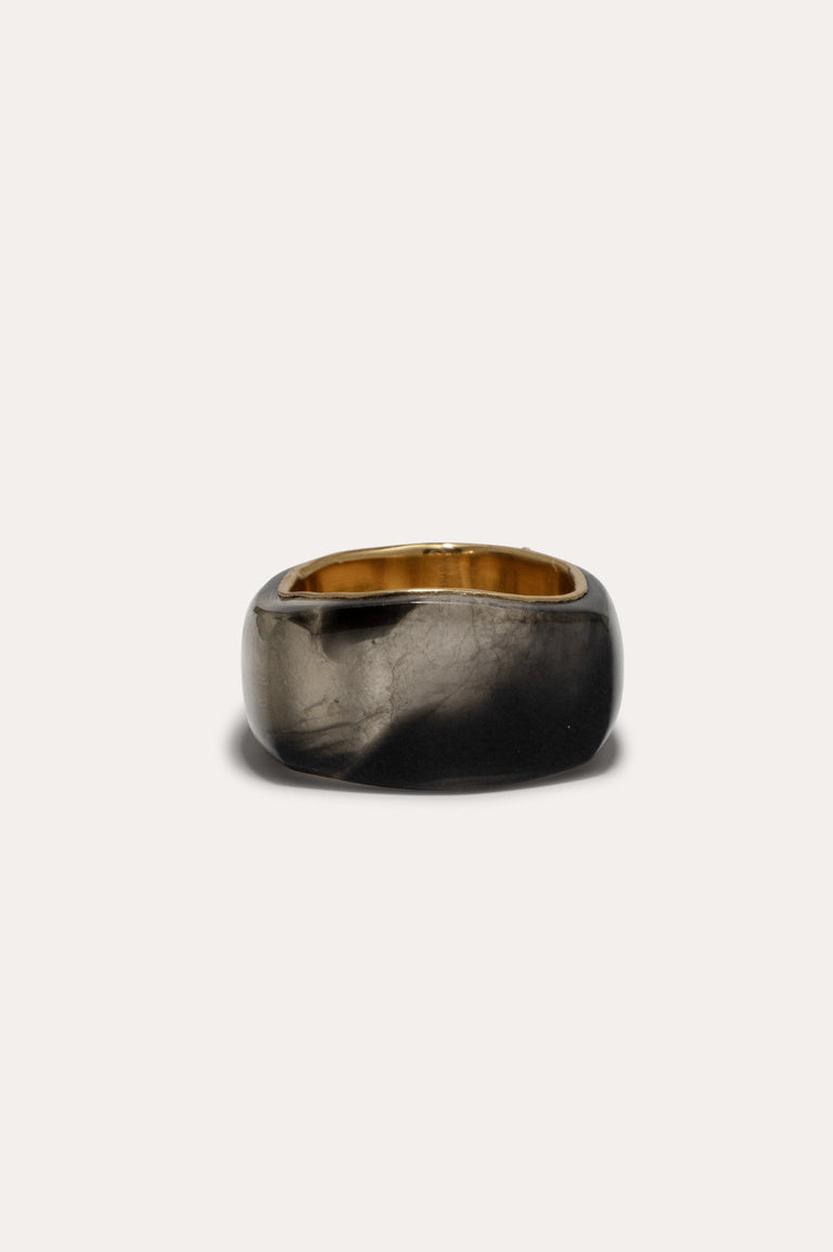 A Virtuous Circle? - Smoky Quartz Resin and Recycled Gold Vermeil Signet Ring