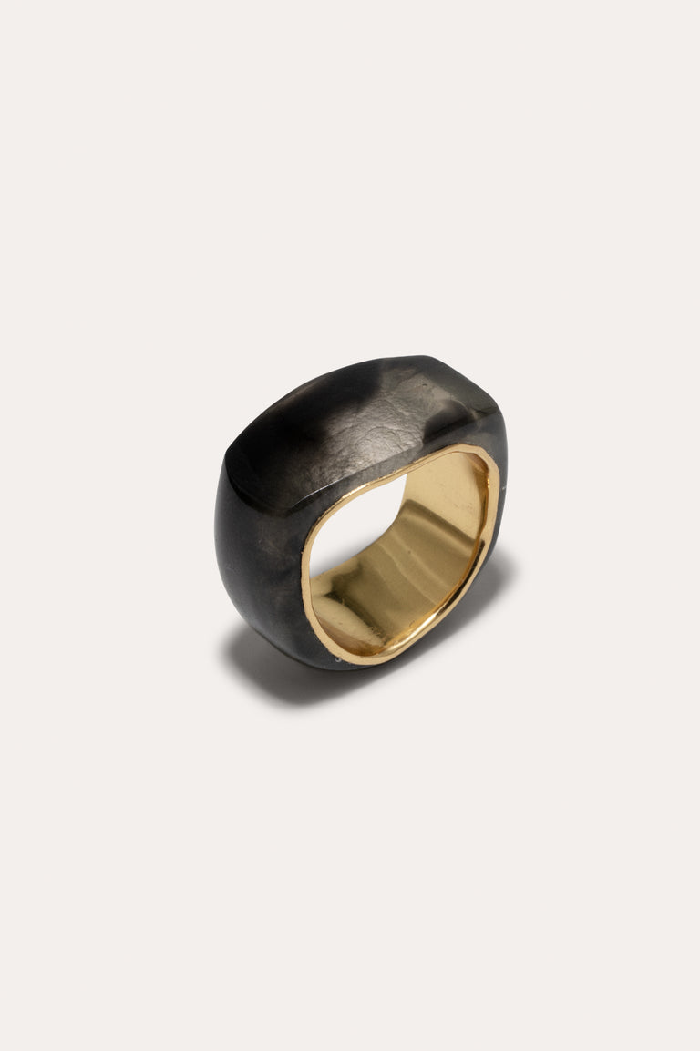 A Virtuous Circle? - Smoky Quartz Resin and Recycled Gold Vermeil Signet Ring