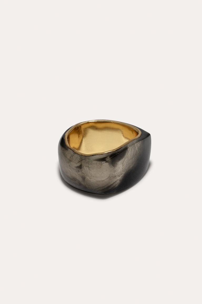 A Virtuous Circle? - Smoky Quartz Resin and Recycled Gold Vermeil Signet Ring