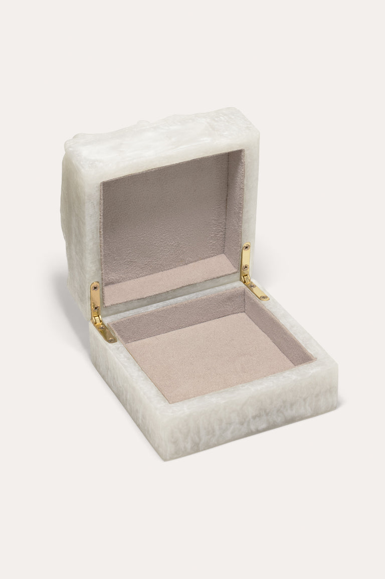 Small Jewellery Box - Marble Resin Box in Pearlescent White