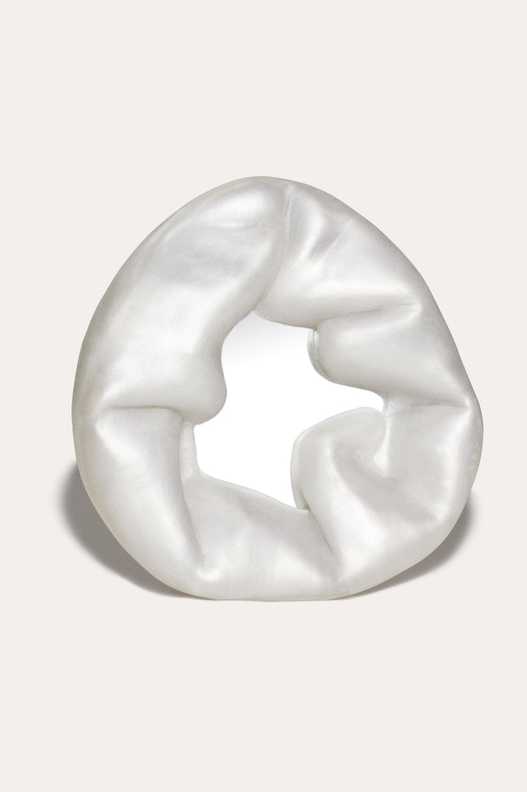 Scrunch - Marble Resin Wall Mirror in Matte Pearlescent White