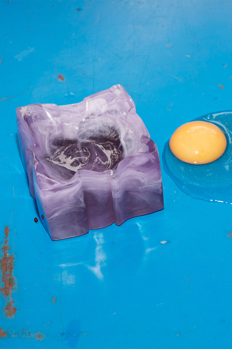 Crumpled Dish - Small Marble Resin Dish in Gloss Lilac