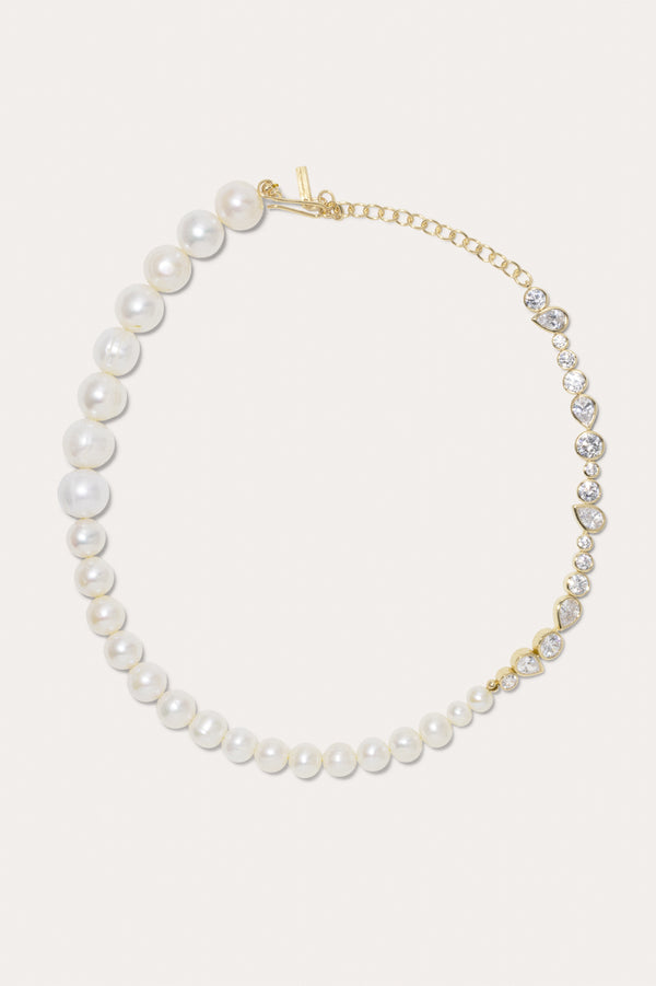 The Temporal Anomaly - Pearl and Zirconia Gold Vermeil Necklace
