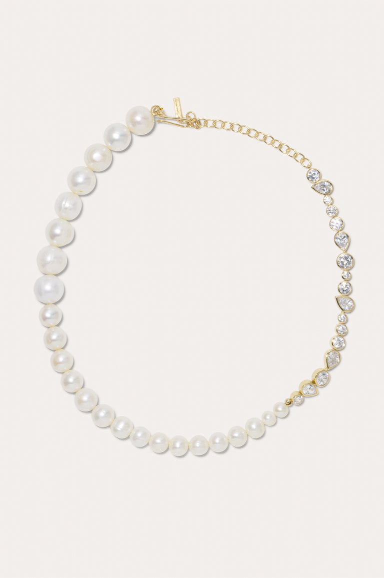The Temporal Anomaly - Pearl and Zirconia Gold Vermeil Necklace