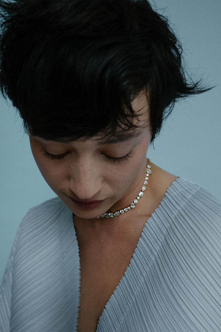 The Temporal Anomaly - Pearl and Zirconia Gold Vermeil Necklace