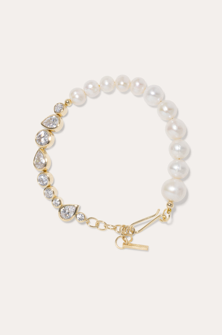 Glitch - Pearl and Zirconia Gold Vermeil Bracelet | Completedworks
