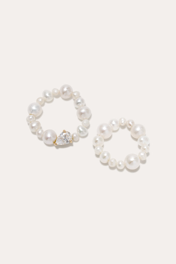 The Exposure of Time - Pearl and Zirconia Recycled Gold Vermeil Rings